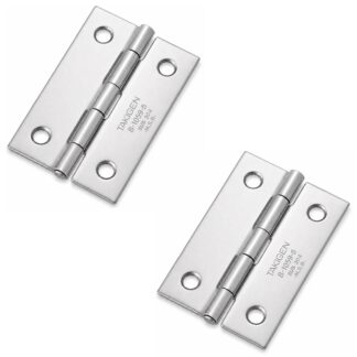 2 pieces of high-quality screw-on hinge, made of SUS304 stainless steel, load capacity: 4.5 kg (10 lbs), 38 mm (1-1/2"), B-1059-5. Robust flat hinge for machine doors, maintenance hatches and much more, by TAKIGEN (Japan)