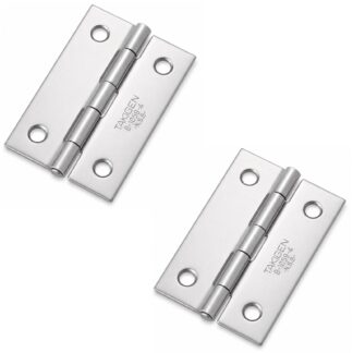2 pieces of high-quality screw-on hinge, made of SUS304 stainless steel, load capacity: 6.7 kg (15 lbs), 51 mm (2-1/64"), B-1059-4. Robust flat hinge for machine doors, maintenance hatches and much more, by TAKIGEN (Japan)