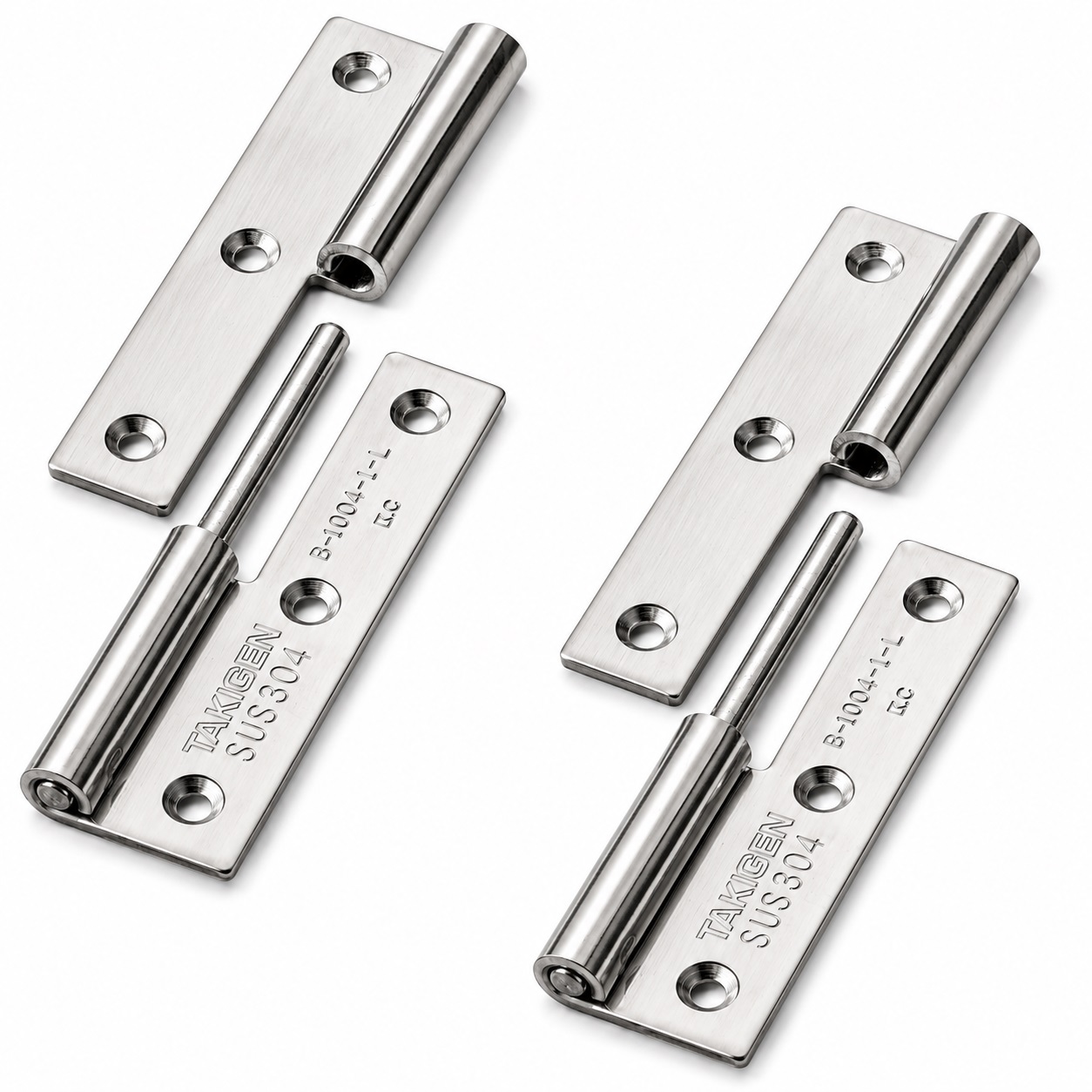 2 pieces high-quality poster hinge, made of SUS304 stainless steel, load capacity: 15 kg (34 lbs), 75 mm (2-61/64"), version: left, B-1004-1-L. Robust lifting hinge for doors, maintenance hatches and much more, by TAKIGEN (Japan)