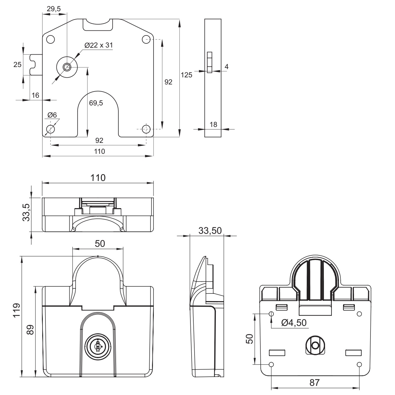Payment coin lock with coin container for 1 euro coin, version: left-hand closing, 14.60.250-0. - Image 2