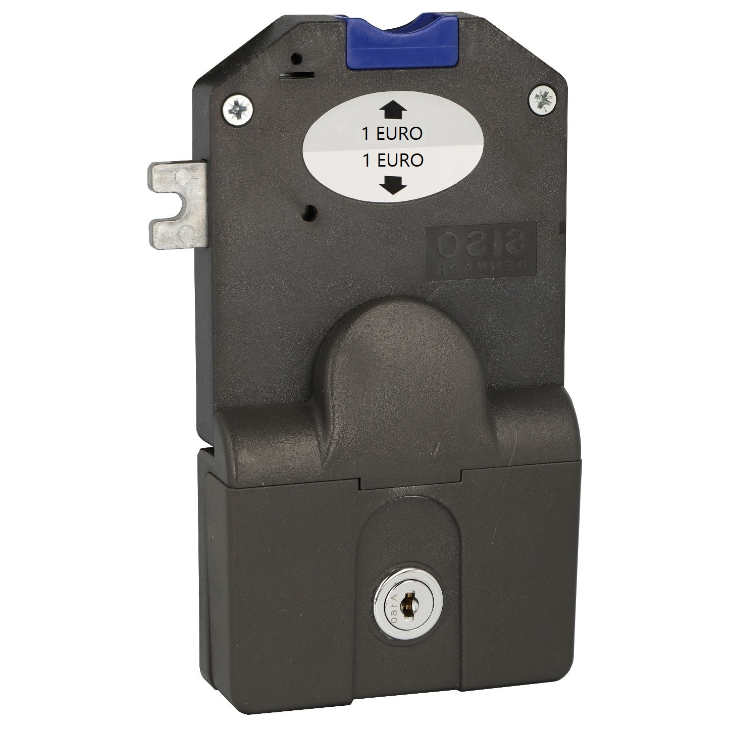 Payment coin lock with coin container for 1 euro coin, 14.60.250-0, by SISO, version: left-handed. Product Image