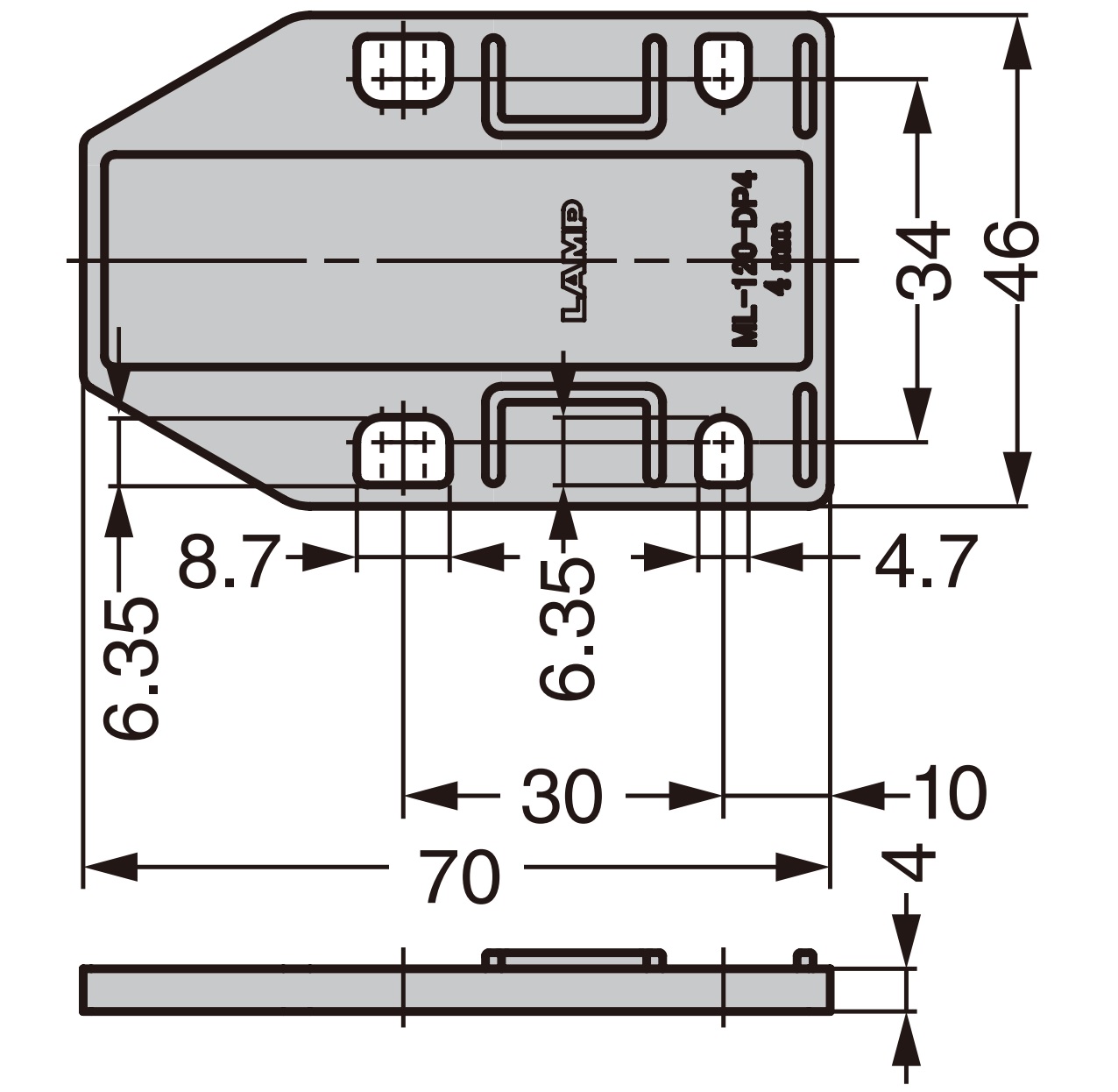 4 pieces spacer plate, made of polyacetal, surface: black, 70 mm (2-3/4"), ML-120-DP4-BL. Compensating plate for magnetic snap latches ML-120BR, ML-120W and ML-120BL from Sugatsune, by Sugatsune / LAMP® (Japan) - Image 2