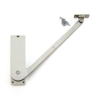 High-quality flap holder, surface: white, version: right, HDS-30MR-WT. Sturdy flap support for fold-ups, kitchen furniture and much more, by Sugatsune / LAMP® (Japan)