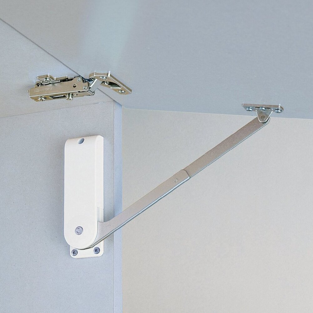 High-quality flap holder, surface: white, version: right, HDS-30MR-WT. Sturdy flap support for fold-ups, kitchen furniture and much more, by Sugatsune / LAMP® (Japan) - Image 4
