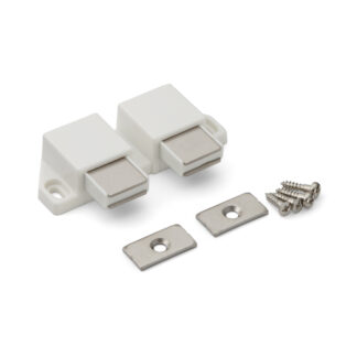 Compact magnetic snap flap, incl. counter plate ML-30WW, 25 mm (63/64") by Sugatsune, white, version: with 2 plungers. Product Image