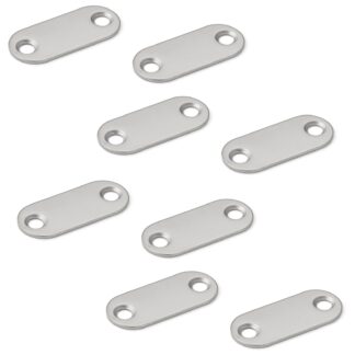 8pcs Long Oval Magnetic Counter Plate with 2 Countersunk Holes, MC-YN001U, 35mm (1-3/8"), by Sugatsune, Nickel Plated. Product Image