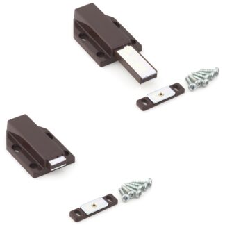 2 pieces of magnetic snap latches, incl. counter plate ML-120BR, 38 mm (1-1/2") by Sugatsune, brown, version: with long plunger. Product Image