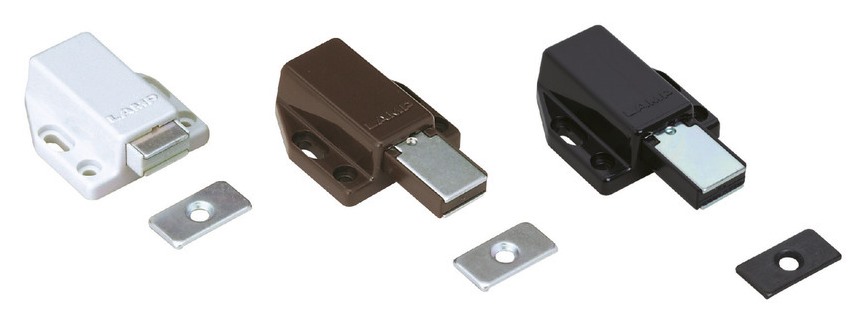 2 pieces of high-quality magnetic snap latches, incl. counter plate, surface: black, 38 mm (1-1/2"), ML-80BL. Push-to-open door opener for furniture doors, cabinet doors and much more, by Sugatsune / LAMP® (Japan) - Image 4