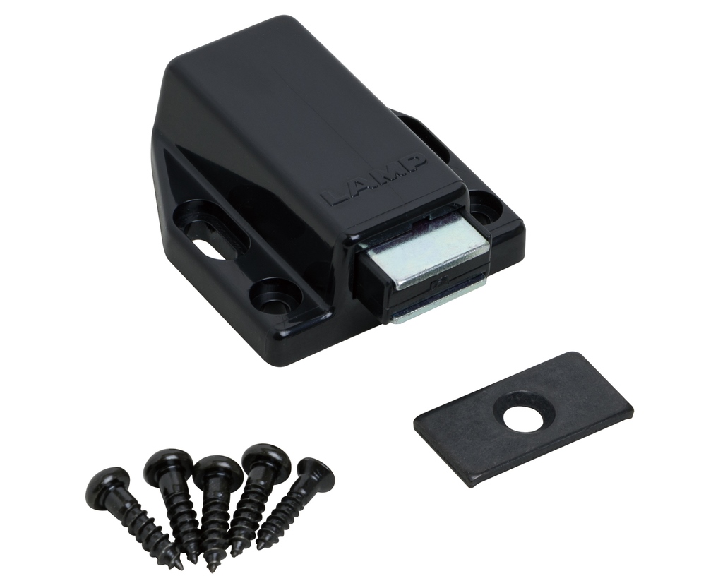 2 pieces of high-quality magnetic snap latches, incl. counter plate, surface: black, 38 mm (1-1/2"), ML-80BL. Push-to-open door opener for furniture doors, cabinet doors and much more, by Sugatsune / LAMP® (Japan) - Image 5