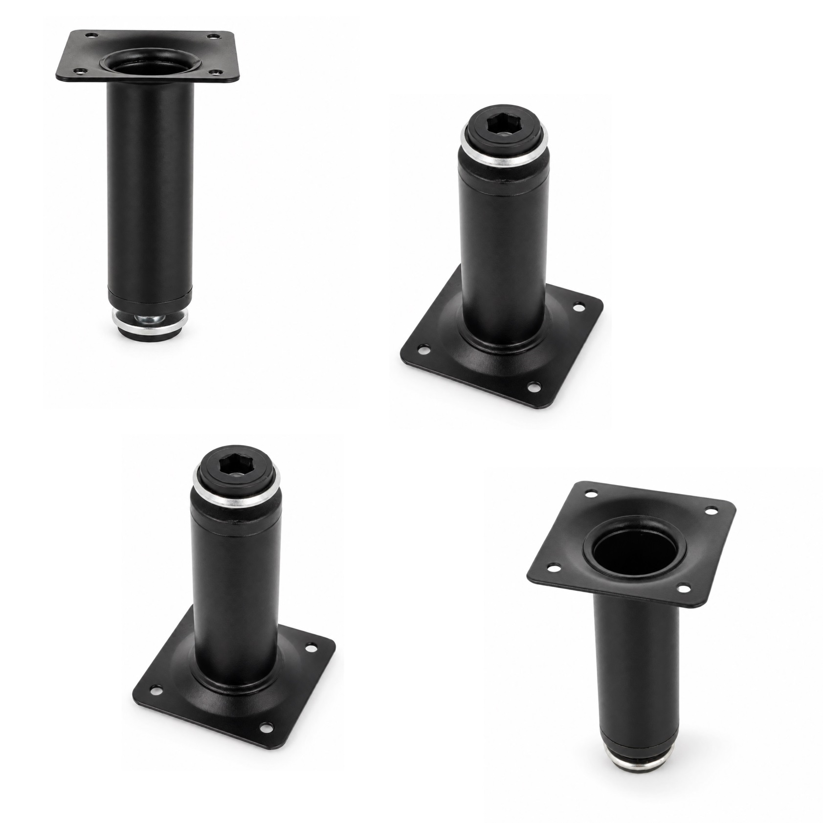 4 pieces high-quality furniture leg, made of steel, surface: black, 100 mm (3-15/16"), 06.09.412-0. Robust furniture base for sofas, armchairs, cabinets, chests of drawers, sideboards, tables, side tables and much more, by SISO Denmark
