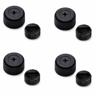 4 pieces robust furniture adjuster, B572-25-BK, diameter: ⌀25 mm, by Kojima, load capacity: 600 kg (1323 lbs), black, version: with Phillips receptacle for screwdriver. Product Image