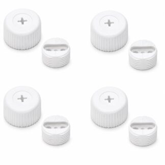 4 pieces of robust furniture adjuster, load capacity: 600 kg (1323 lbs), surface: white, ⌀25 mm (63/64"), version: with Phillips socket for screwdriver, B572-25-WH. Adjustable foot for furniture and much more, by Kojima (Japan)