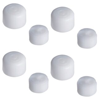 4 pieces of robust furniture adjuster, load capacity: 400 kg (882 lbs), surface: white, ⌀19 mm (3/4"), version: standard, B571-19-WH. Adjustable foot for table legs, furniture legs, cabinet feet and much more, by Kojima (Japan)