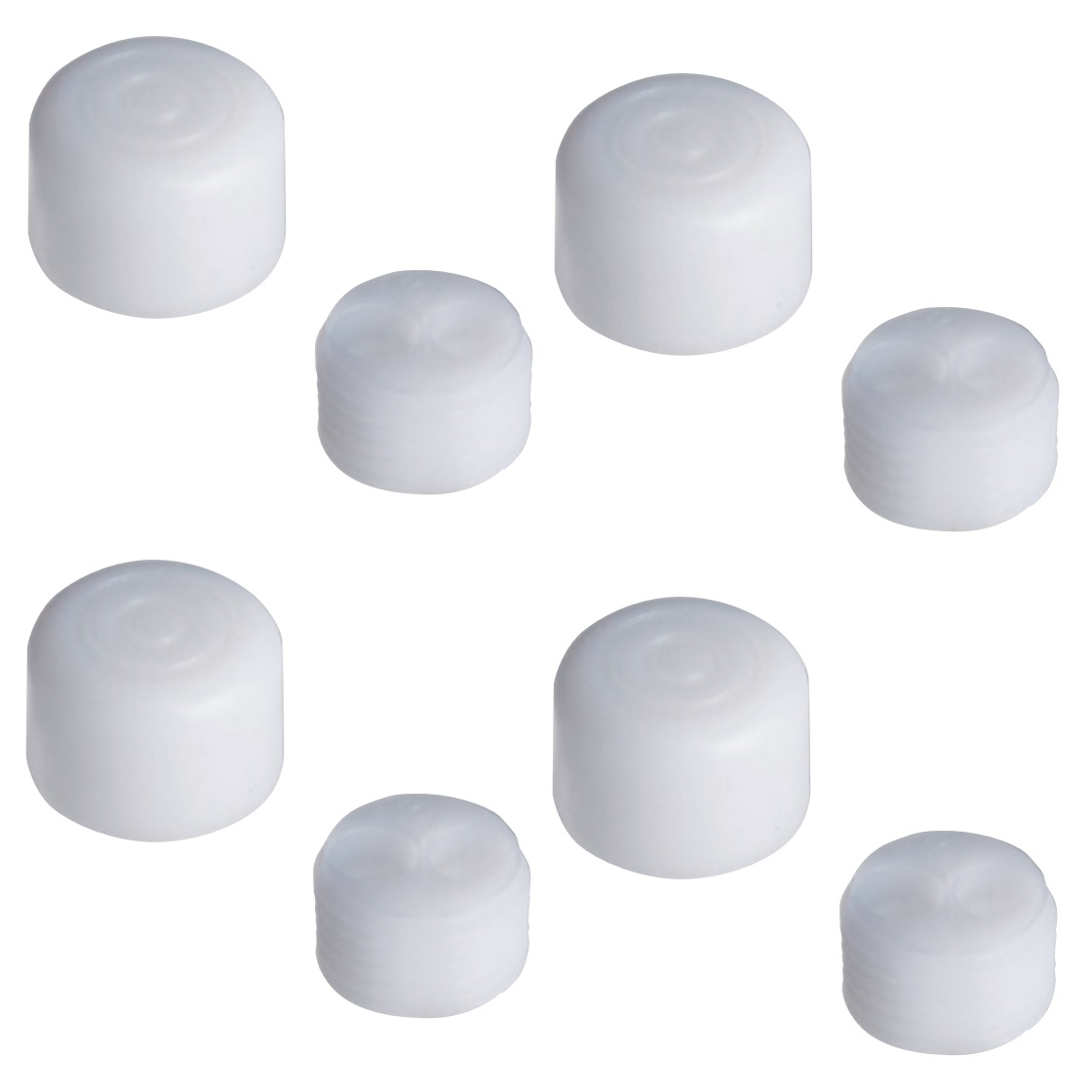 4 pieces of robust furniture adjuster, load capacity: 400 kg (882 lbs), surface: white, ⌀19 mm (3/4"), version: standard, B571-19-WH. Adjustable foot for table legs, furniture legs, cabinet feet and much more, by Kojima (Japan)