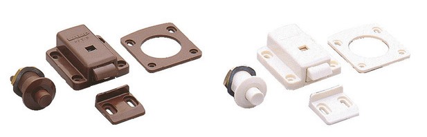 Push-button closure for door thickness from 18 to 21 mm, surface: brown, SL-B211-BR. Push-Latch for RV Conversion, Yacht Interior, Caravan Furniture and much more, by Sugatsune / LAMP® (Japan) - Image 5