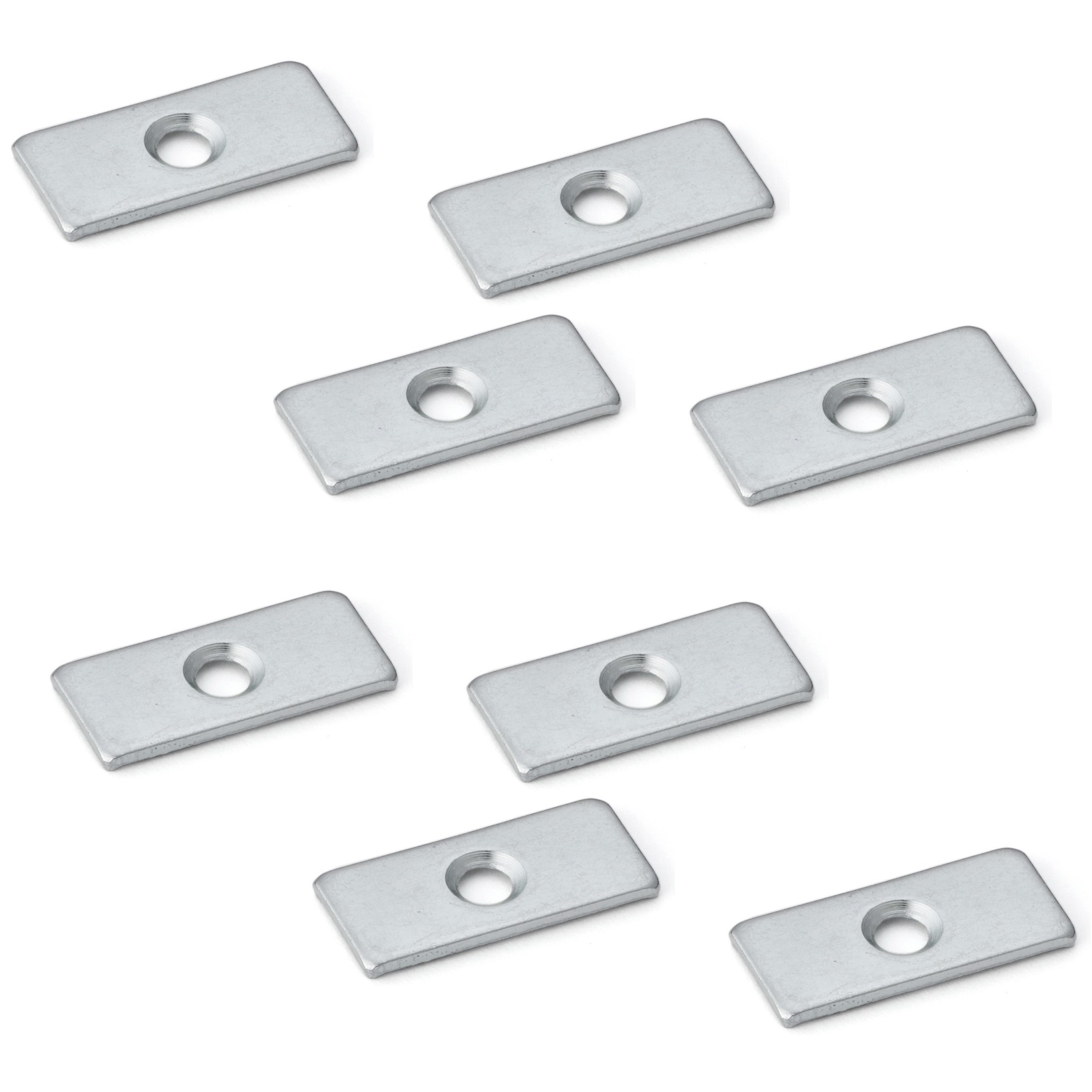 8pcs Rectangular Counter Plate with Countersunk Hole, SP0207, Size: 26mm, by Sugatsune, Zinc Chromate. Product Image