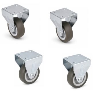 4 pieces robust furniture caster, load capacity: 120 kg (265 lbs), ⌀50 mm (1-31/32"), 08.12.150-1.