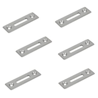 6 pieces robust screw-on strike plate, made of steel, surface: nickel-plated, 50 mm (1-31/32"), 14.01.510-1.