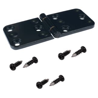 Robust heavy-duty furniture strap, incl. screws, made of SCS13 stainless steel, surface: black, satin matt, 120 mm (4-23/32"), F136-50-BK. Heavy-duty hinge for heavy door, heavy flap and much more, by Kojima (Japan)