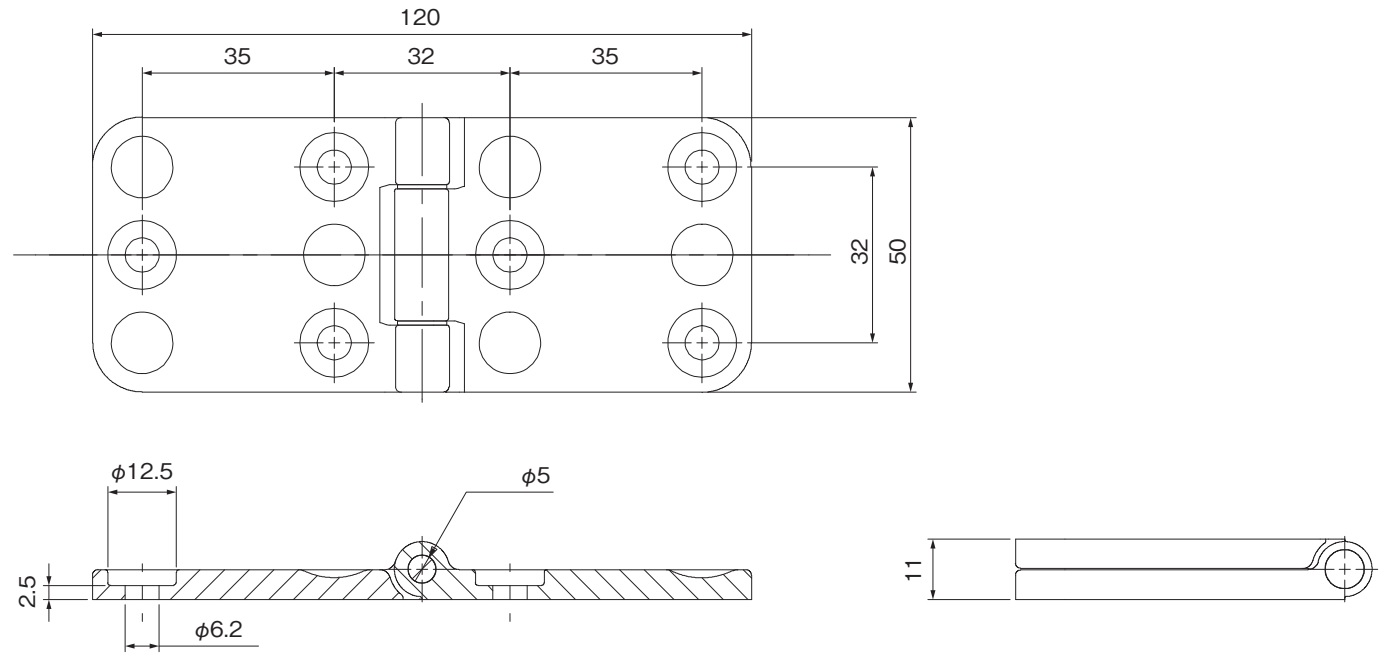 Robust heavy-duty furniture strap, incl. screws, made of SCS13 stainless steel, surface: black, satin matt, 120 mm (4-23/32"), F136-50-BK. Heavy-duty hinge for heavy door, heavy flap and much more, by Kojima (Japan) - Image 2