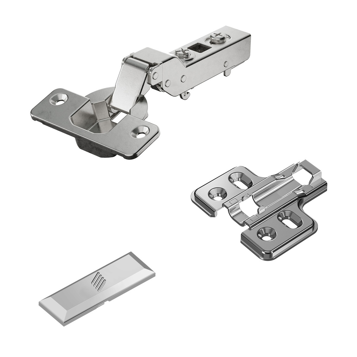stainless steel pot hinge, support: semi-resting, 9289592, by Hettich, design: mounting plate with 0 mm distance. Product image