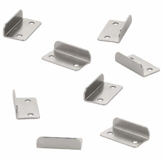 8 pieces of high-quality locking bracket, made of steel, surface: nickel-plated, 30 mm (1-3/16"), 14.01.064-1. Robust strike plate for furniture lock, cabinet lock, screw-on lock, cabinet door and much more, by SISO Denmark