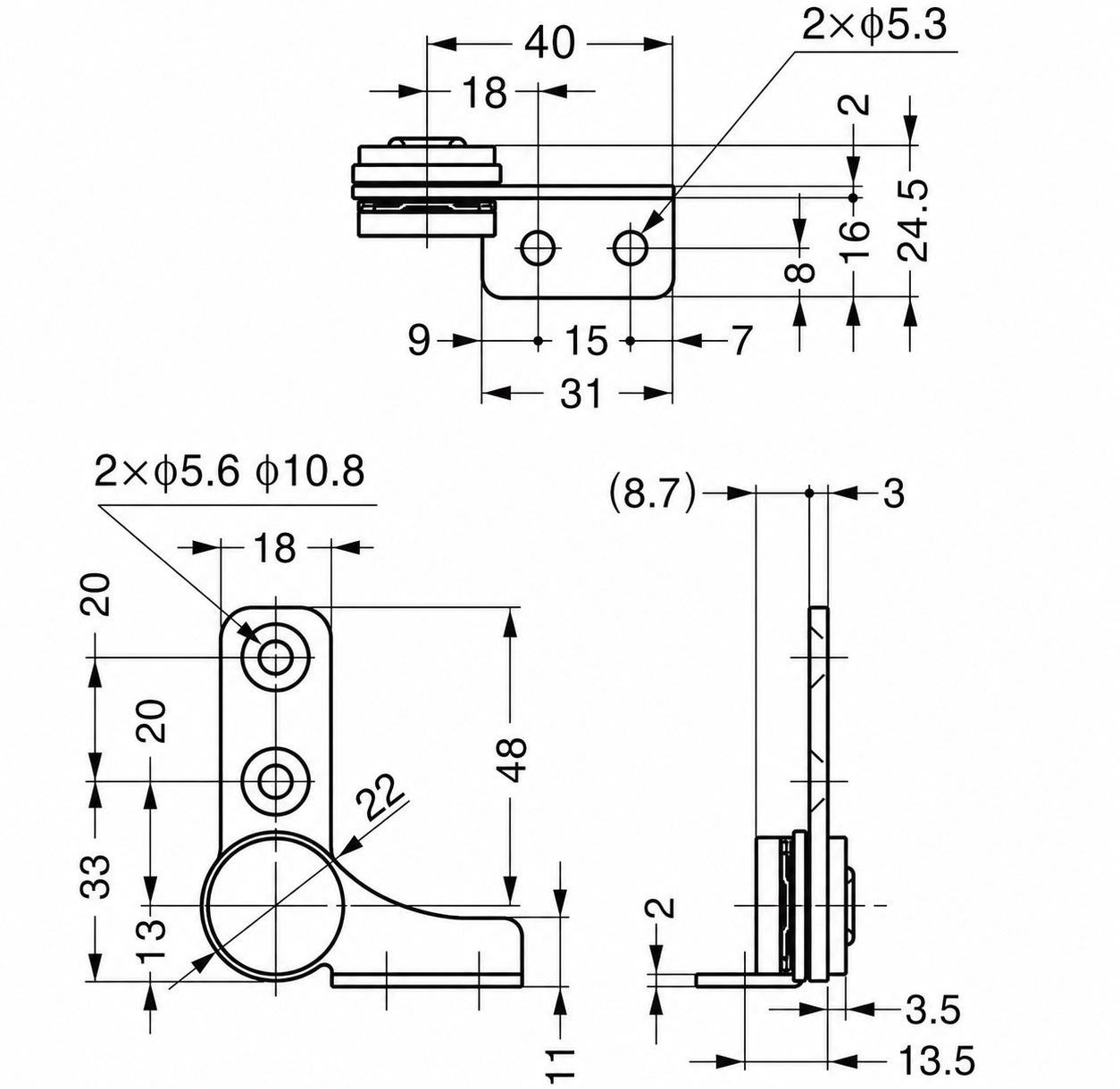 Set of 2 friction hinges (left + right), torque: 9 N·m, HG-TB45. 2 high-quality friction hinges for device lids, furniture flaps, monitor housings and much more, by Sugatsune / LAMP® (Japan) - Image 4