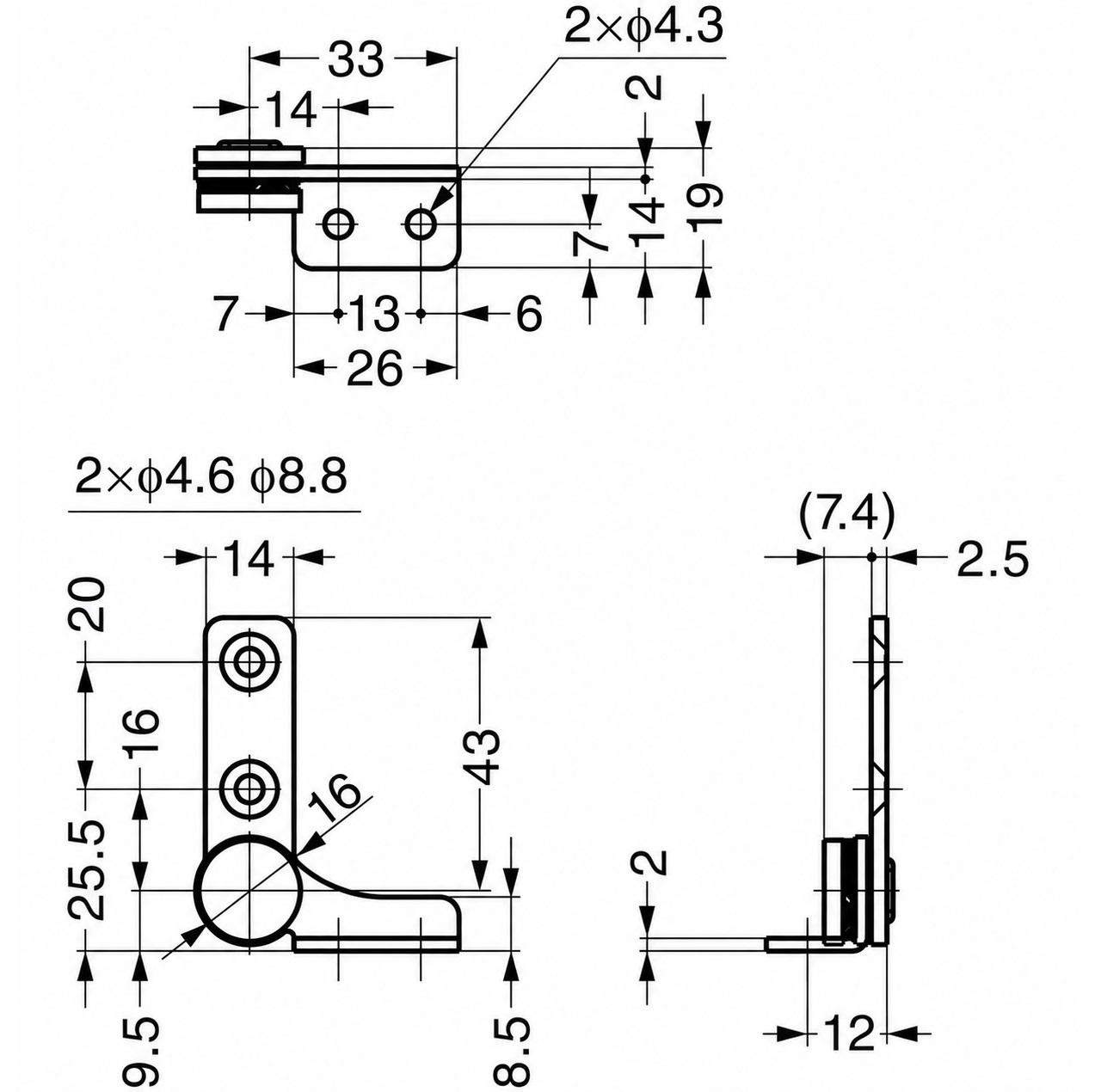 Set of 2 friction hinges (left + right), torque: 1.4 N·m, HG-TB7. 2 high-quality friction hinges for device lids, furniture flaps, monitor housings and much more, by Sugatsune / LAMP® (Japan) - Image 2