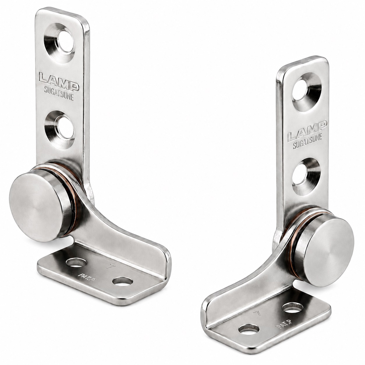 Set of 2 friction hinges (left + right), torque: 1.4 N·m, HG-TB7. 2 high-quality friction hinges for device lids, furniture flaps, monitor housings and much more, by Sugatsune / LAMP® (Japan)