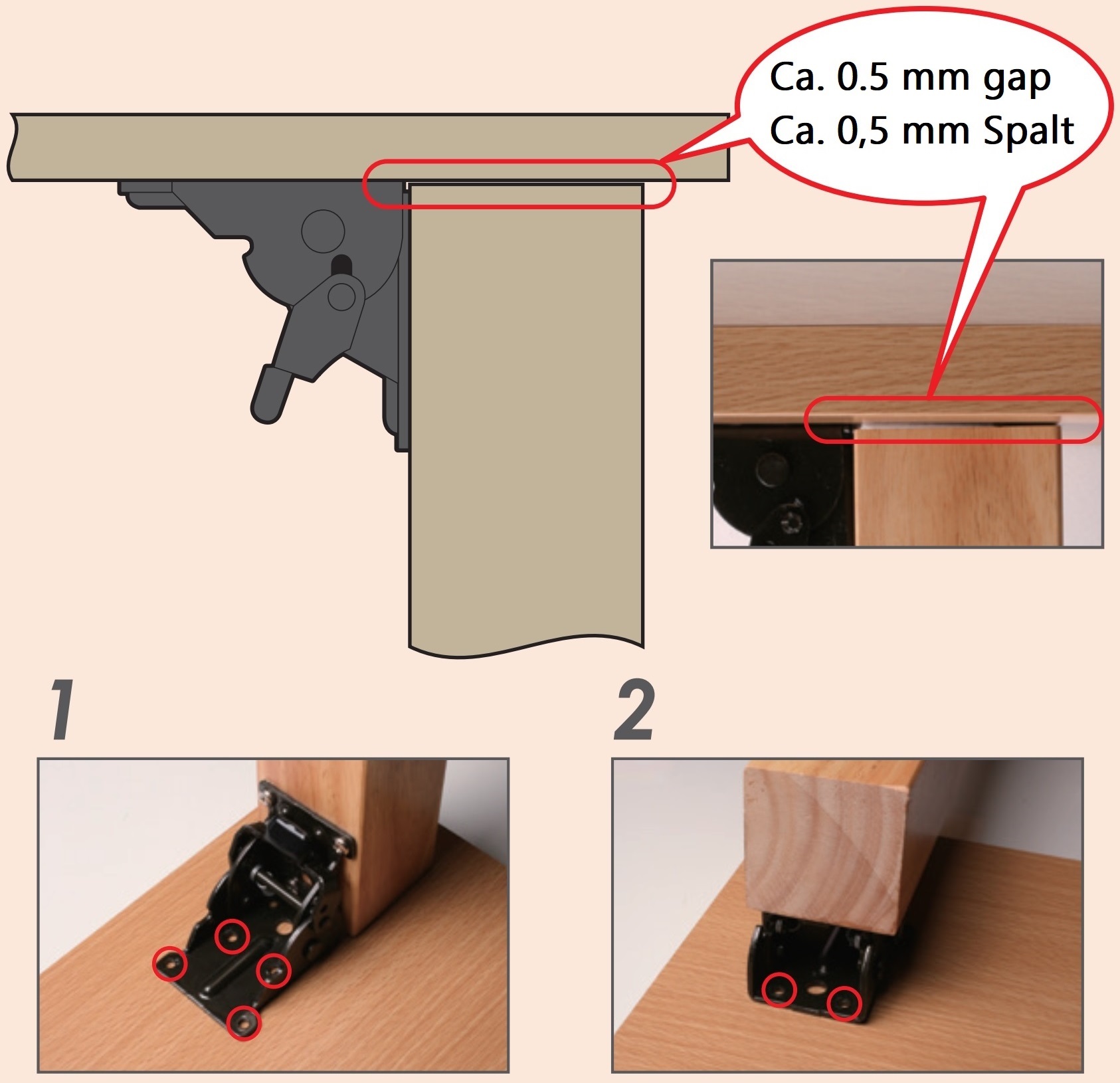 4 pieces Robust table leg folding fitting, made of steel, surface: black, B205-KTL-BK. Folding Table Leg Attachment for Low Tables, Coffee Tables, Wooden Table Legs and More,Kojima (Japan) - Image 3