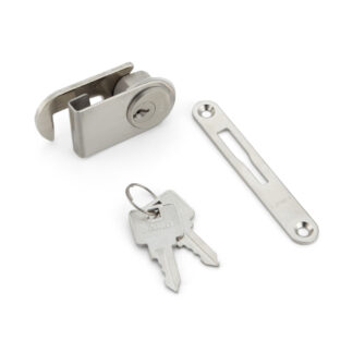 Cylinder lever lock for glass doors, incl. strike plate, keyed alike 2100GLK-D, by Sugatsune / LAMP (Japan)