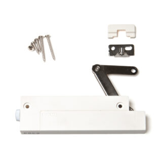Soft-down flap fitting, compact CSD-10-TV-H-WT, by Sugatsune / LAMP (Japan)