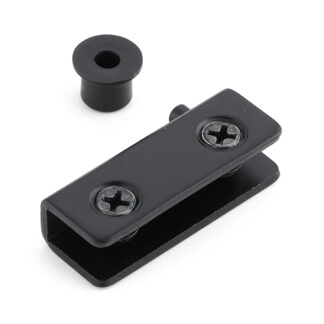 Tenon hinge, black, for recessed glass door GPH-40R-G, version: right. Glass hinge by Sugatsune / LAMP (Japan)