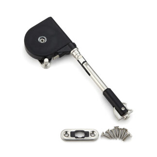 Soft-down flap fitting, surface: black, short arm SDS-100B-TV, by Sugatsune / LAMP (Japan)