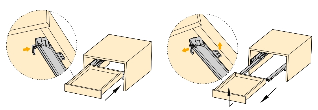 Underfloor runners, load capacity: 25 kg (56 lbs), 250 mm (9-27/32"), version: partial extension with push-to-open, 3123005. High-quality underfloor pull-outs for wooden drawers, wooden drawers, wooden shelves and much more, from EMUCA - Image 3
